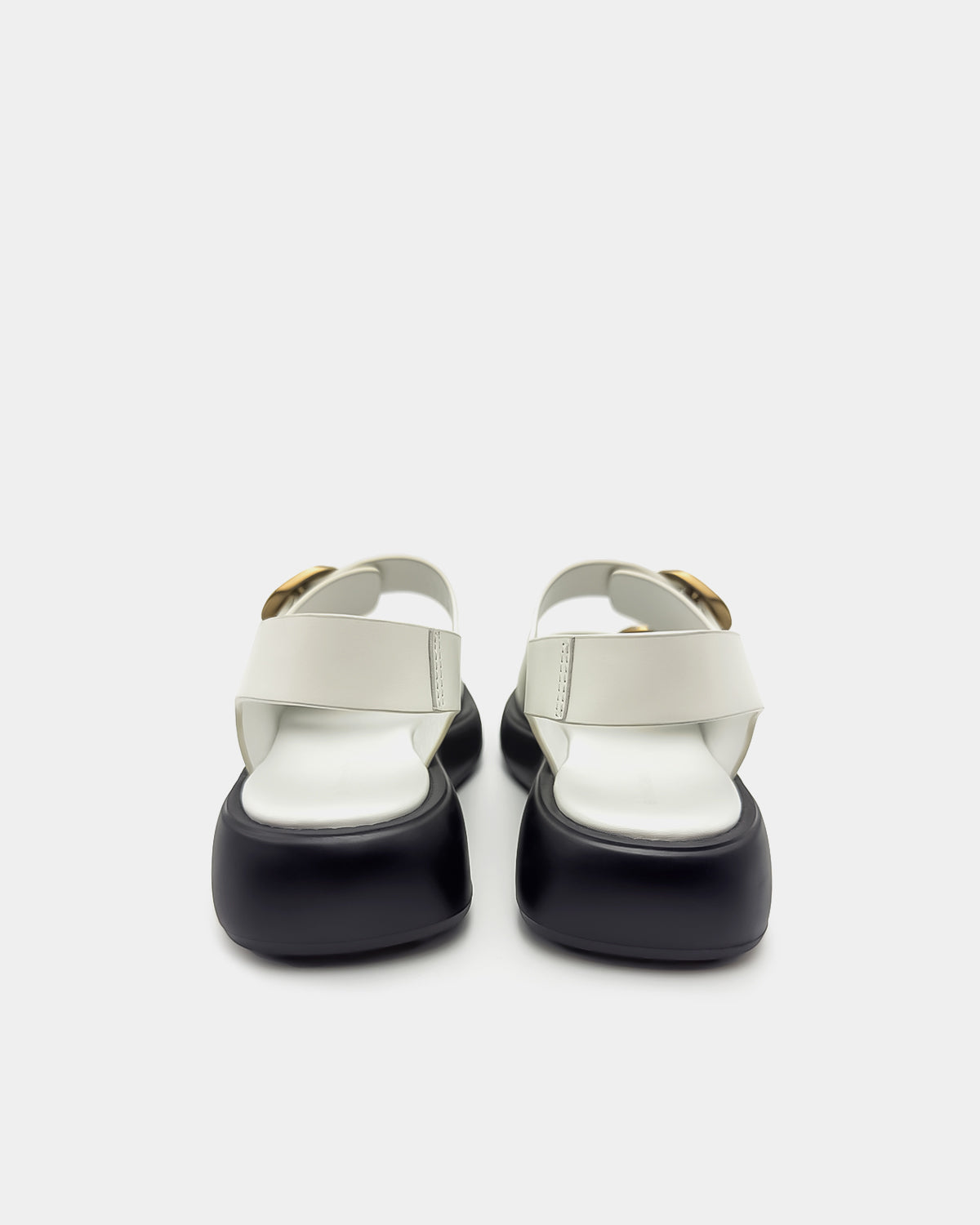 Platform sandals in white leather for women cushioned support 