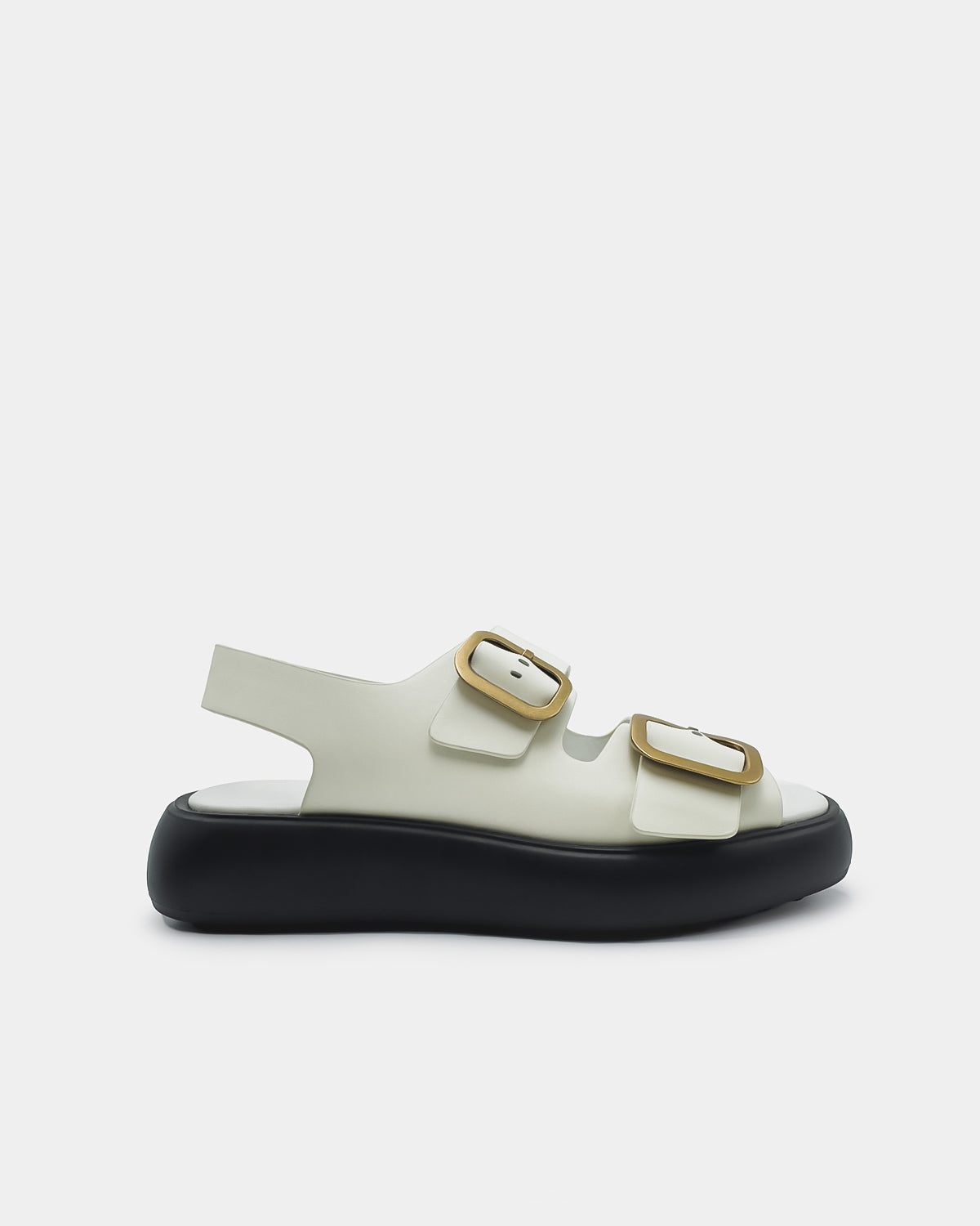 White leather platform sandals fro women with buckle straps Australia