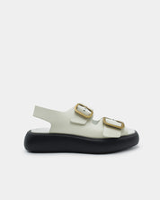 White leather platform sandals fro women with buckle straps Australia