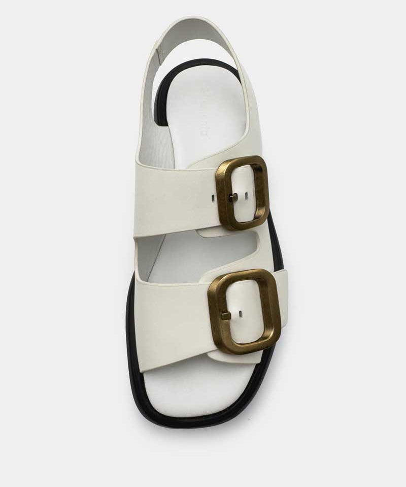 Women's comfortable casual shoes in white leather sandal style with platform