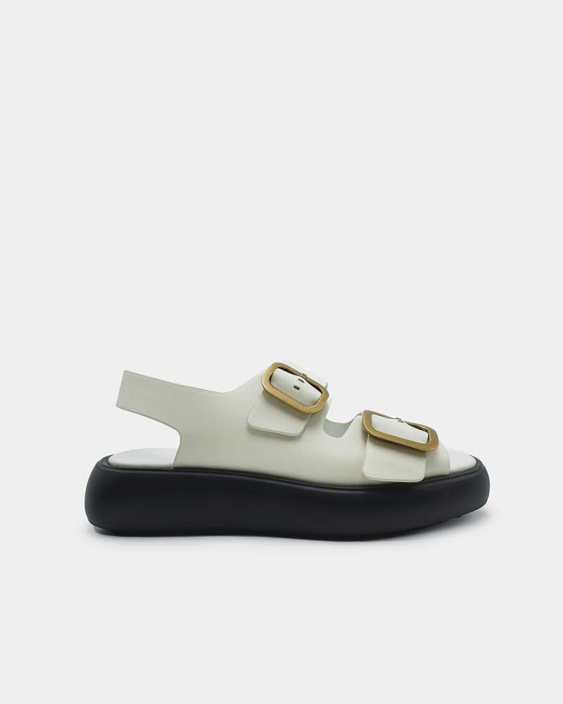White Leather Platform Sandals