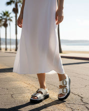 White Leather Platform Sandals