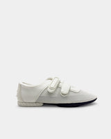 White mesh sneakers for women with hook loop straps