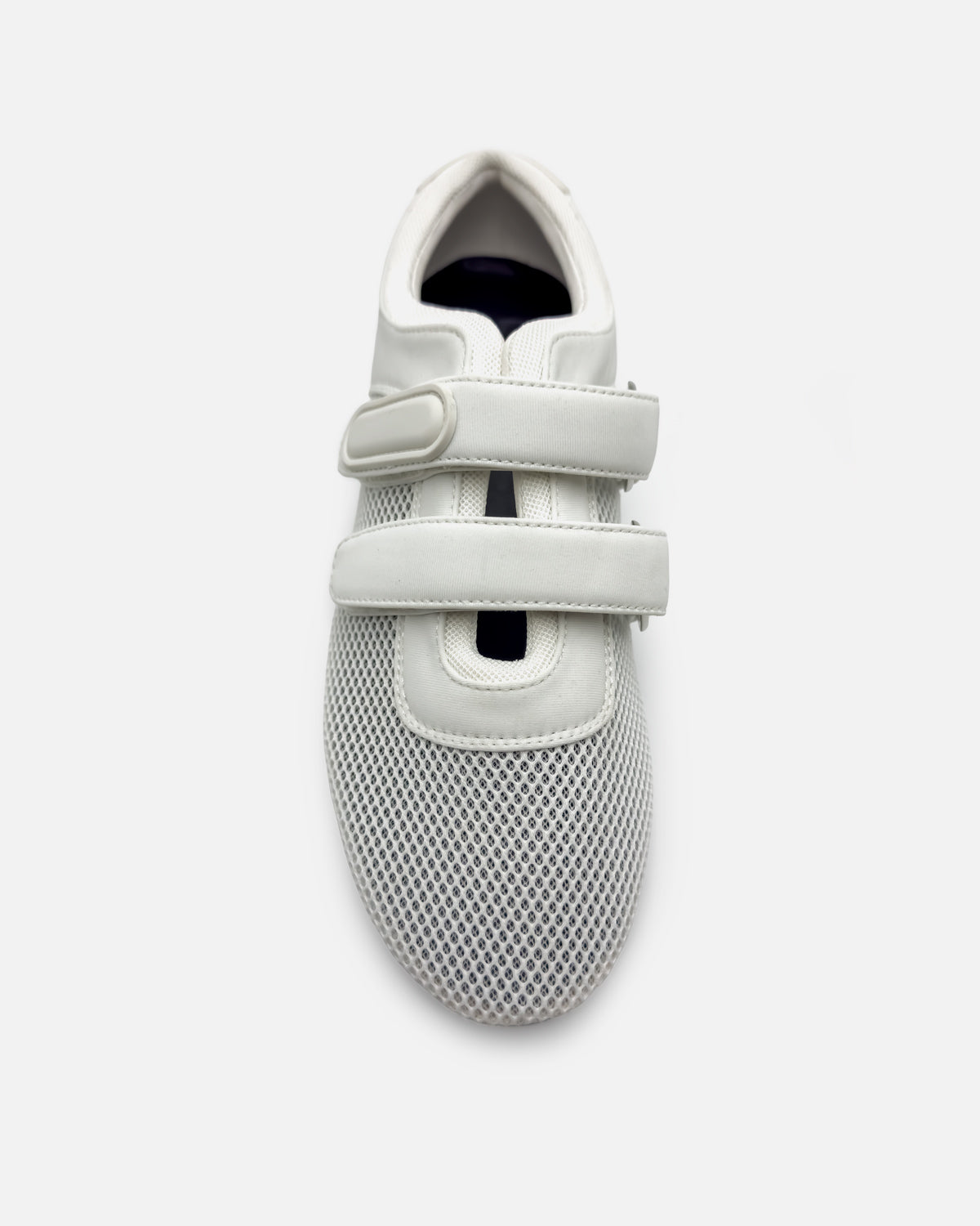 Women's white mesh sneakers with breathable upper and straps