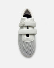 Women's white mesh sneakers with breathable upper and straps