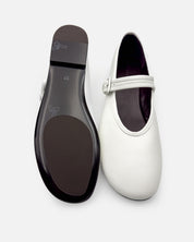 white ballet flats with flexible leather outsole for ladies