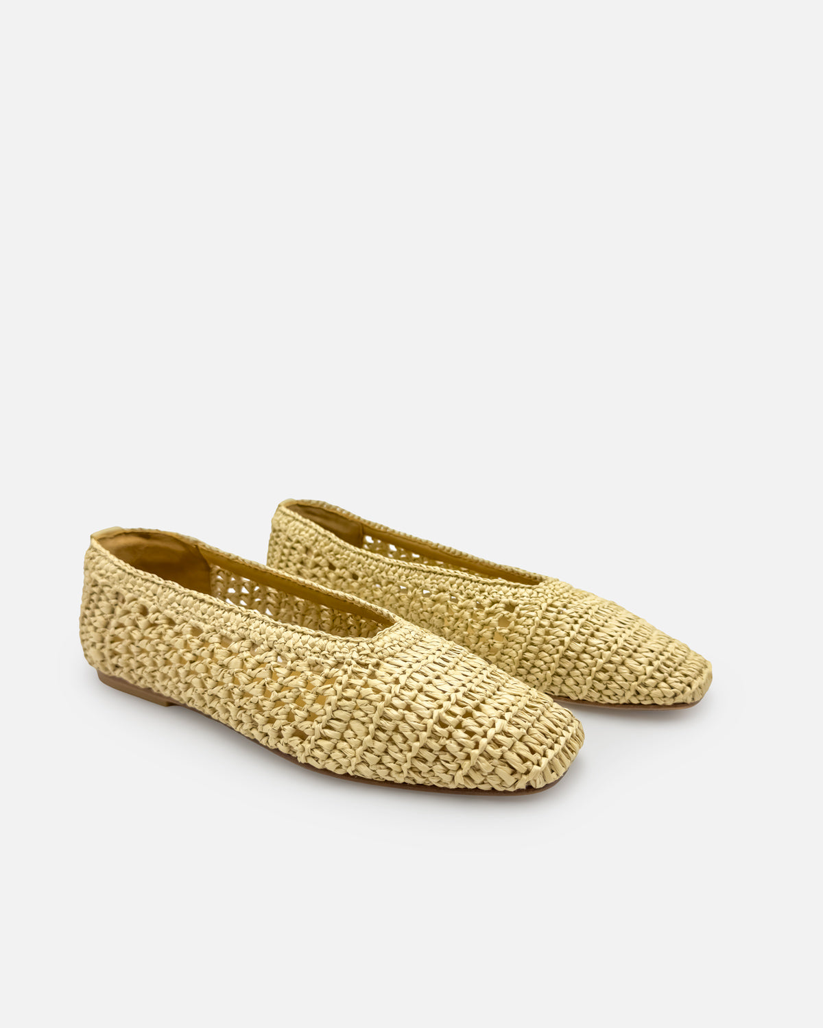 Women's natural raffia ballet flats lightweight woven details
