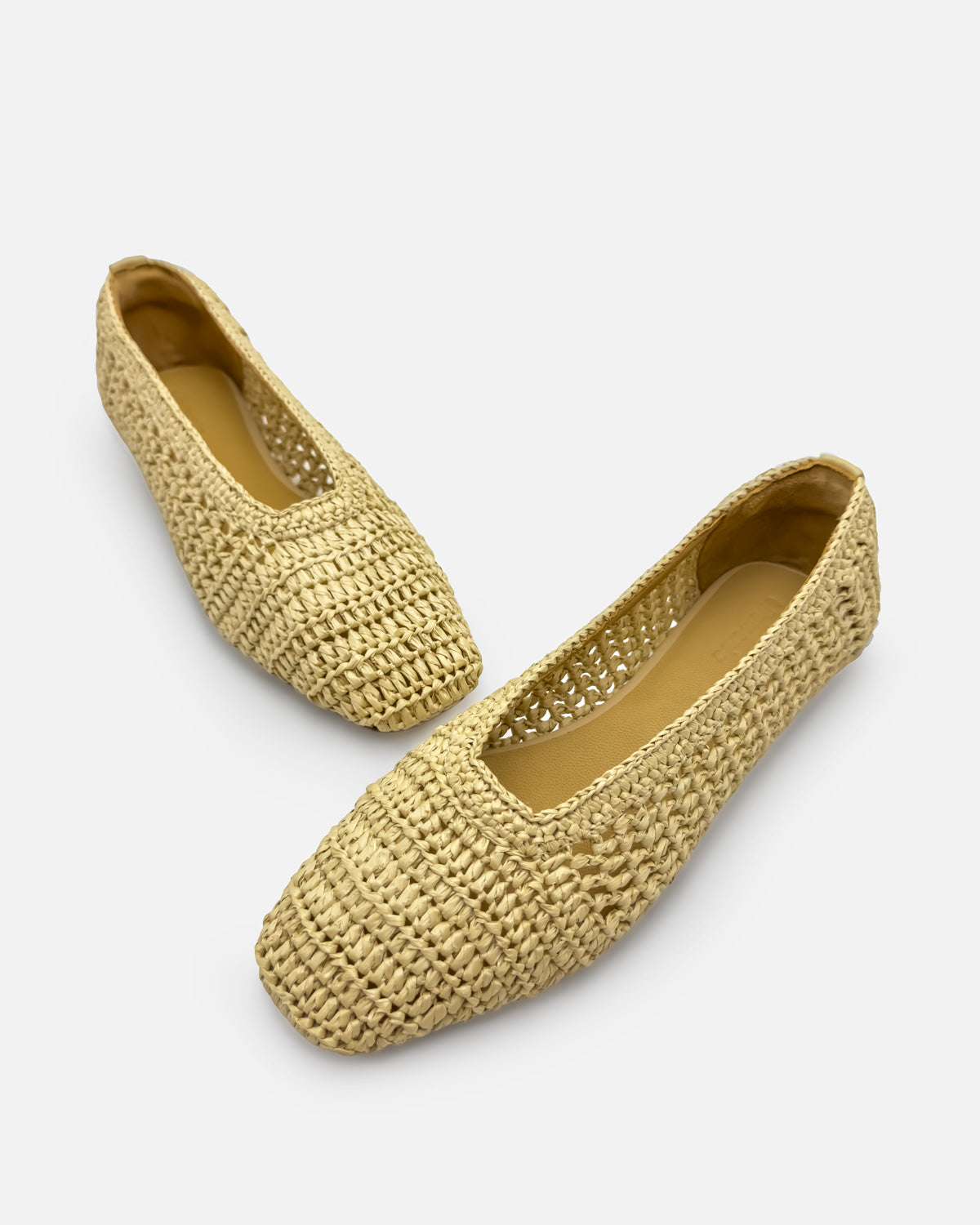 Raffia ballet flats for women with square wide fit  toe box